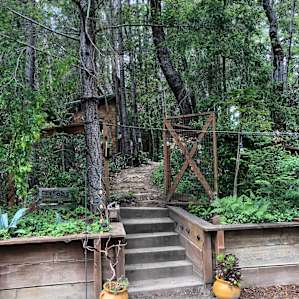 Steps up from main house area to casita