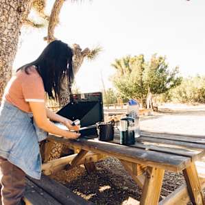 Each site comes with a picnic table.