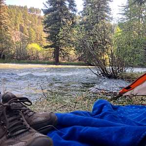 Snagged a sweet spot right by the beautiful flowing river.