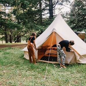 The Soul Pad is super comfortable and spacious. It feels like a tipi inside. It's furnished with a full size bed too.