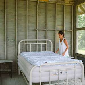 A queen sized bed with an air mattress. Just bring your own sheets and pillows.
