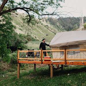 A beautiful deck and campsite.