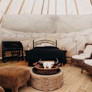 Inside the tipi.
