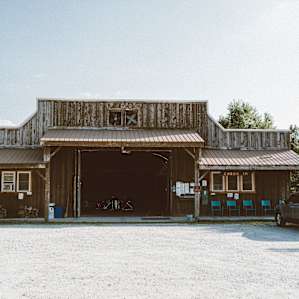 The hangar where the indoor camping is located.