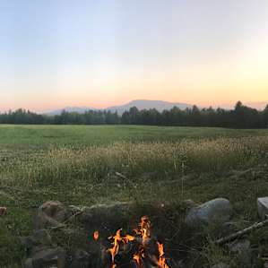 Shot from the fire pit at the tiny house