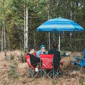 Bring your own camp chairs to pull up to the table at the site.