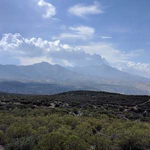Clouds over the mountains from the patio.