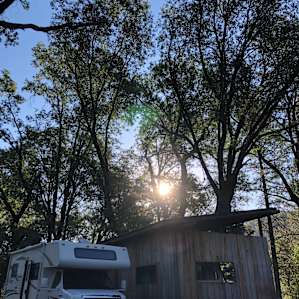 Our RV parked next to the available RV camper.