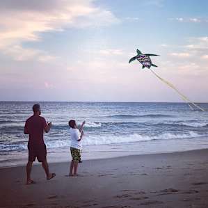 Flying kites on an almost deserted Hatteras beach