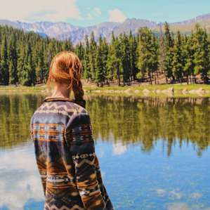 Admiring Mt. Evans over Echo Lake