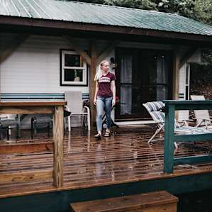 Big porch with plenty of space for you and your friends to grill out and have a grand ole time and stuff.