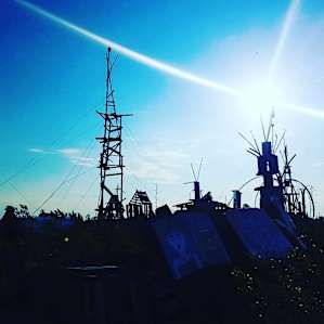 Neat artsy structure near camp