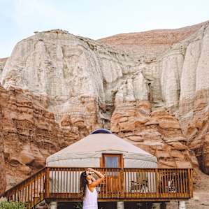 Soaking in the desert heat at Yurt 1