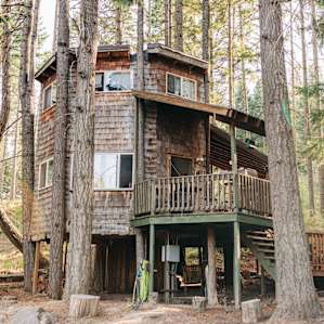 Stairs both into the treehouse and up to the bedroom, but oh so worth it!