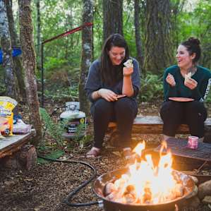 forest people campfire