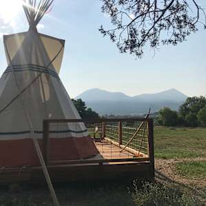 View from behind the tipi facing the mountains