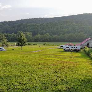 There are two large areas for camping. We chose this one as it was closer to the bathroom. The other is a little more private and closer to the stream.