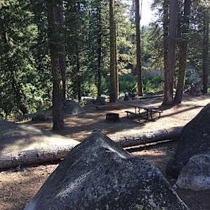 campsite by stream