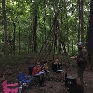 Cooking dinner at the campsite.