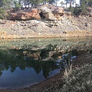 Water surrounding the campground