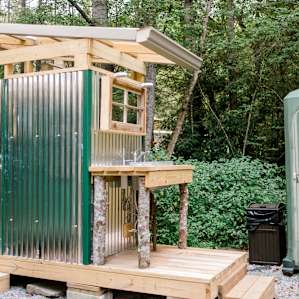 Outdoor shower, sink and toilet facilities