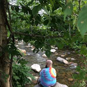 I was sitting down by the stream on property.