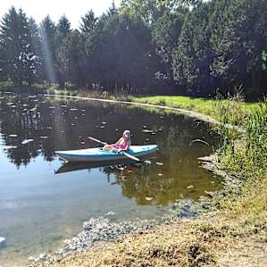 Watching the fish while kayaking