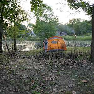That's me standing by the tent!