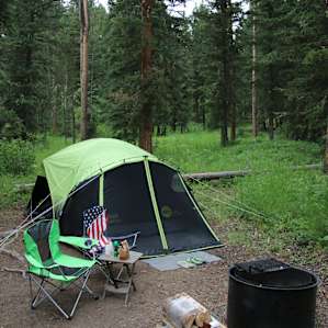 Tent, chairs and nice fire ring. Site 9
