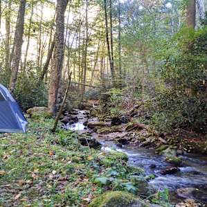 Just to the side of our campsite was a little deck and swing right on the creek