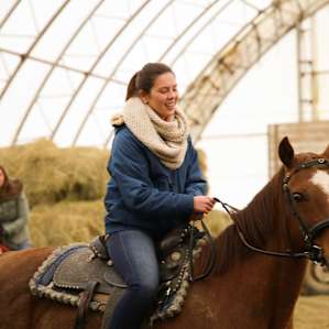 Willa is trained in dressage and was very well behaved. I loved the opportunity to ride such a beautiful Thoroughbred.