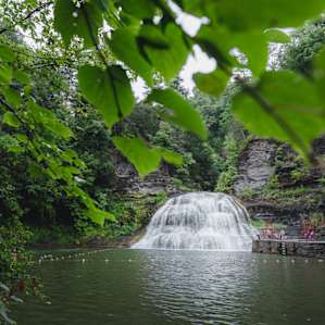 The swimming area at Robert H. Treman State Park.
