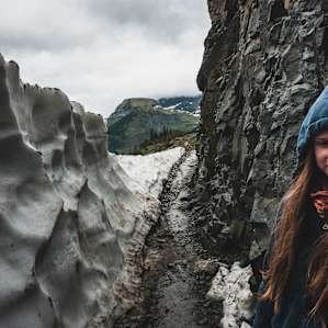The snow is taller than me! Highline Trail, Glacier National Park.