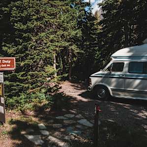 Our campsite (the host has departed for the season) at Many Glacier campground.