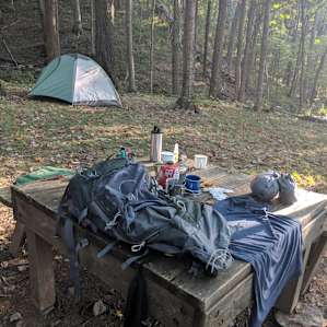 Table and bench at the camp site was wonderful for dining!