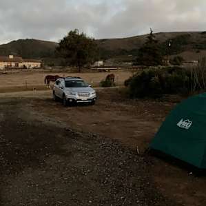 We parked in the back of the lot. Our friend’s RV (not pictured) was close by.