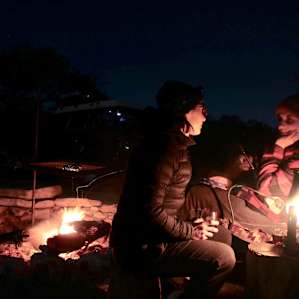 people campfire camper