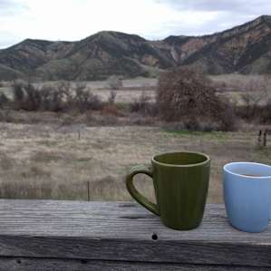 Coffee on the deck at the Cabin