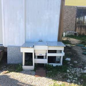 outdoor sink with hot water for washing dishes