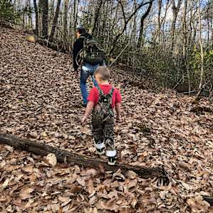 Hiking up the mount on Louedith’s land