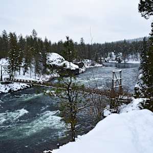 A view from the trail above the suspension bridge
