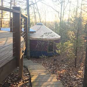Walk down to the smaller adjacent yurt