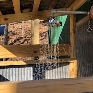 Outdoor shower! It was too cold for us to use in early March but will definitely want to come back in the summer.