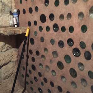 the outdoor shower walls are pretty cool