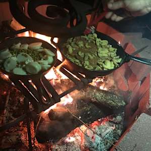 Delicious campfire dinner