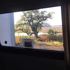 Out my window on the side.
