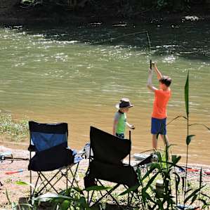 fishing along side of camp