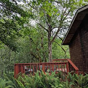 Walking up the building, a portion of the deck and the immersive view