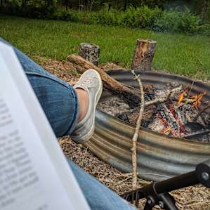 A book and a campfire = perfection