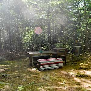 Picnic table perfect for making dinner, journalling, or enjoying a beer with friends!